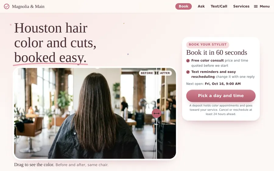 Hair salon demo site