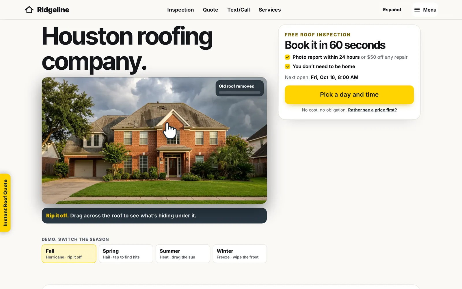 Demo roofing homepage